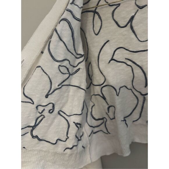 Madewell Embroidered Button Cardigan Sweater -Medium- white and Navy LIKE NEW - Picture 5 of 9